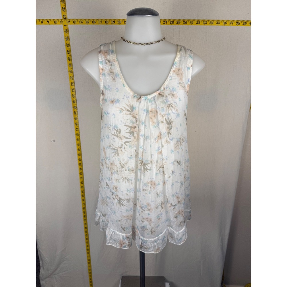 Tendenze Italian Silk Pastel Floral Sleeveless Chic Coquette Tunic Women Large